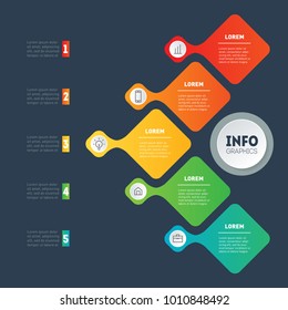 Infographic template. Education, technology, industry or science concept with 5 processes, values, parts, options or steps. Business presentation.
