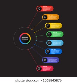 infographic template with eight round elements on black background. modern business process visualization with thin line marketing icons. vector illustration easy to edit and customize. eps 10