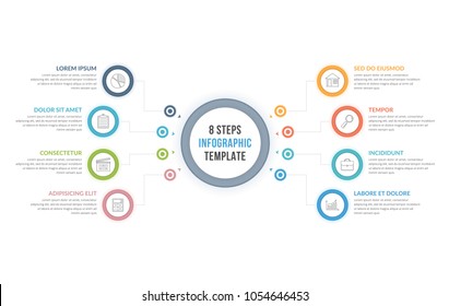 Infographic template with eight steps or options, workflow, process diagram, vector eps10 illustration