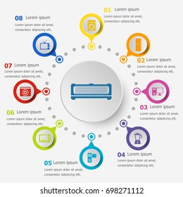 Infographic template with electrical machine icons, stock vector