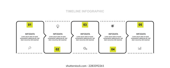 Infographic template element with line style and five step or option.