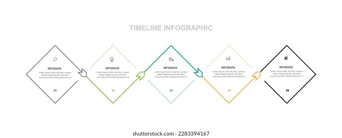 infographic template element vector with five line style.