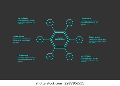Infographic template element vector with six step suitable for graphic presentation.