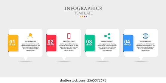 infographic template elements with 4 steps number. Can be used for workflow layout, diagram, business step options, banner, web design.