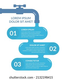 Infographic Template With Elements Steps With Tap And Water, Vector Eps10 Illustration