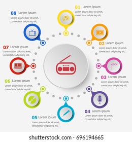Infographic template with entertainment icons, stock vector