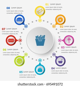 Infographic template with fast food icons, stock vector