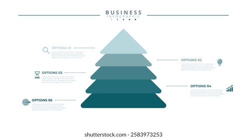 Infographic template featuring 5 steps with icons, designed for business concepts. Ideal for presentations, banners, workflow layouts, process diagrams, flowcharts, and data visualization.