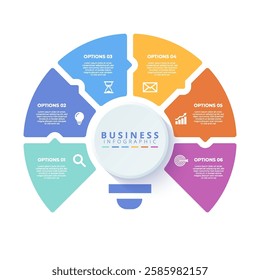 Infographic template featuring 6 steps with icons, designed for business concepts. Ideal for presentations, banners, workflow layouts, process diagrams, flowcharts, and data visualization.