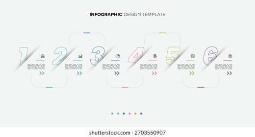 Infographic template featuring 6 steps with icons, designed for business concepts. Ideal for presentations, banners, workflow layouts, process diagrams, flowcharts.