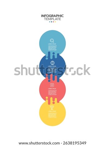 
Infographic template featuring four vertical, overlapping rounded squares with a gradient color scheme. Each square is numbered and includes an icon with adjacent placeholder text.