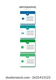
Infographic template featuring seven vertical, stacked rectangular sections with a gradient fill from yellow to blue. Each section contains a thin line icon and adjacent placeholder text.