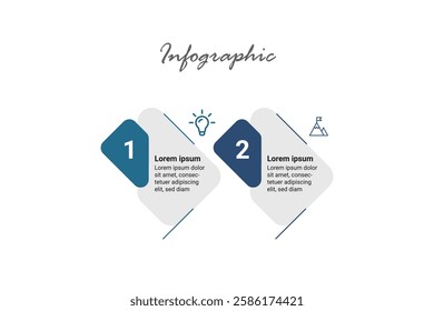 Infographic Template Featuring Two Steps for Business Vision, Strategy, and Marketing Success.