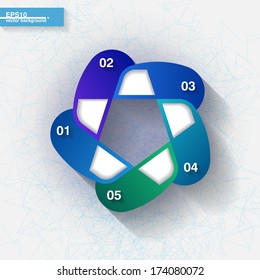 Infographic template with five blue and green labels. Eps10