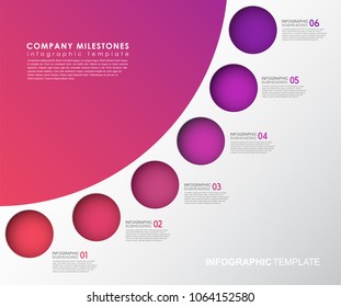 Infographic template with five colorful shapes and icons.