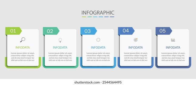  Modelo infográfico cinco opção, processo ou etapa para negócios.