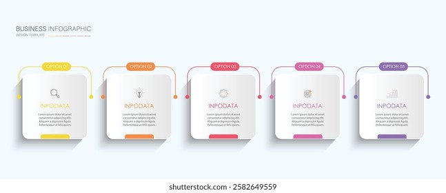 Infographic template five option process or step for business	