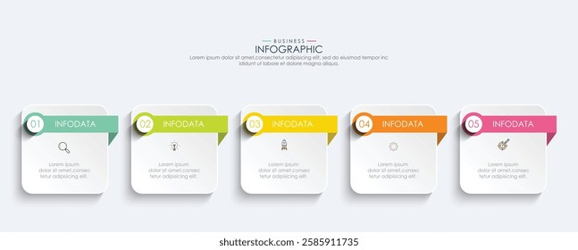 Infographic template five option process or step for business	