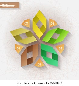Infographic template with five orange and green ribbon labels. Eps10