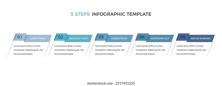 Plantilla infográfica con cinco partes, proceso, diagrama de flujo de trabajo, Vector eps10 ilustración