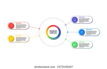 infographic template with five round elements on white background. modern business process visualization with thin line marketing icons. vector illustration easy to edit and customize. eps 10