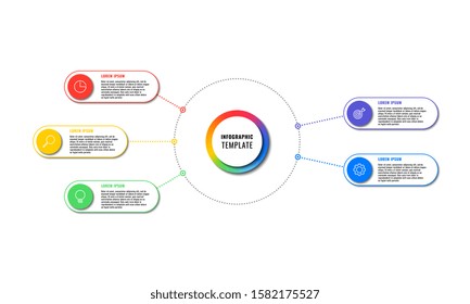 infographic template with five round elements on white background. modern business process visualisation with thin line marketing icons. vector illustration easy to edit and customize. eps 10