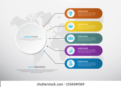 infographic template with five step instructions, can use for presentations, workflow layouts, brochures and others