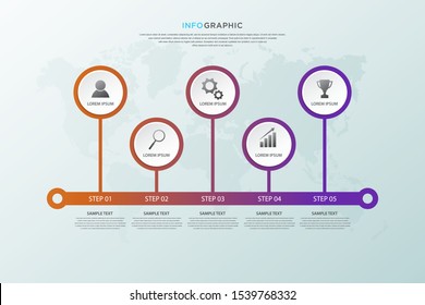infographic template with five step instructions, can use for presentations, workflow layouts, brochures and others