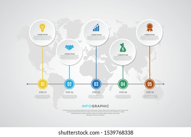 infographic template with five step instructions, can use for presentations, workflow layouts, brochures and others