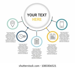 Infographic template with a five steps Business circle template