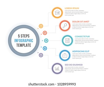 Infographic template with five steps or options, workflow, process diagram, vector eps10 illustration