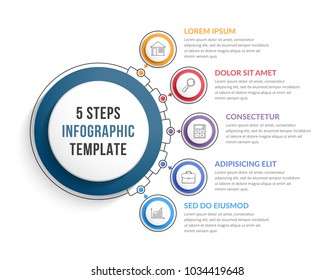 Infographic template with five steps or options, workflow, process diagram, vector eps10 illustration