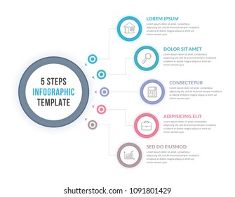 Infographic template with five steps or options, workflow, process diagram, vector eps10 illustration