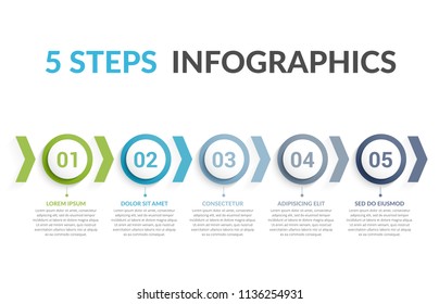 Infographic template with five steps or options, workflow or process diagram, vector eps10 illustration