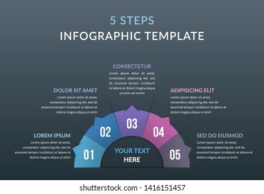 Infographic template with five steps or options, process chart, vector eps10 illustration