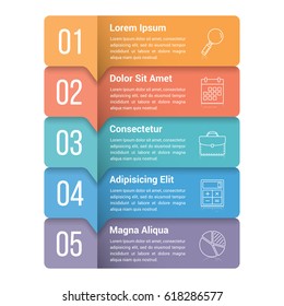 Infographic template with five steps or options, workflow, process diagram, vector eps10 illustration