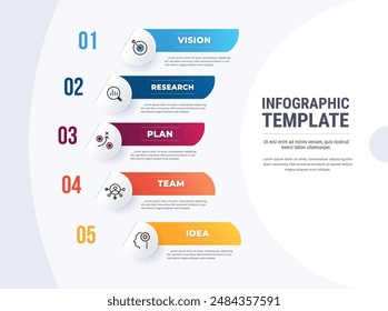 Infographic template five-step infographic template laid out against a white background.