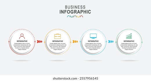 Infographic template, flat design with icon and 4 option or steps. business concept for presentation, diagram, web