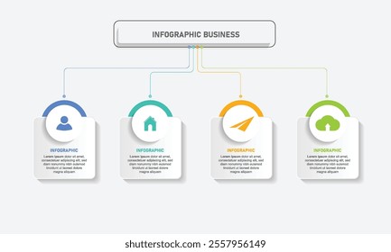 Infographic template, flat design with icon and 4 option or steps. business concept for presentation, diagram, web