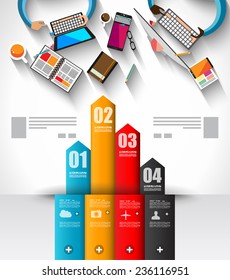 Infographic template with flat UI icons for ttem ranking. Ideal to use for marketing studies display, features ranking, strategy illustrations, seo optimization and social media.