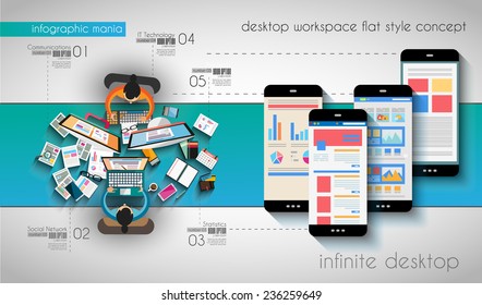 Infographic template with flat UI icons for ttem ranking. Ideal to use for marketing studies display, features ranking, strategy illustrations, seo optimization and social media.