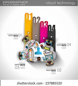 Plantilla infográfica con iconos planos de la interfaz de usuario para la clasificación de equipos. Ideal para la visualización de estudios de marketing, clasificación de características, ilustraciones de estrategia, optimización de seo y medios sociales.