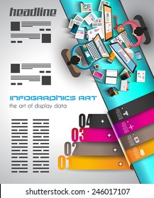 Plantilla infográfica con iconos planos de la interfaz de usuario para la clasificación de equipos. Ideal para la visualización de estudios de marketing, clasificación de características, ilustraciones de estrategia, optimización de seo y medios sociales.