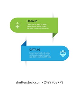 Formulario de Plantilla de infografía con concepto de 2 pasos se puede utilizar para el flujo de trabajo, presentación de datos, Anuncio de negocios y otros Diseños gráficos 