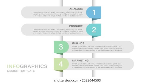 Formulário de modelo de infográfico com conceito de 4 etapas pode ser usado para fluxo de trabalho, apresentação de dados, banner de negócios e outro design gráfico