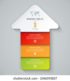 Infographic template in the form of an arrow pointing up. Business concept with 3 steps, options. Can be used for workflow layout, diagram, chart, graph, web design. Vector illustration