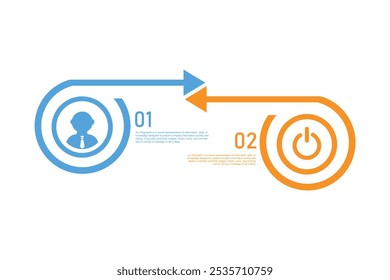 Infographic template in the form of an arrow pointing down. Business concept with 2 steps, options, parts. Can be used for diagram, chart, web design. Vector illustration