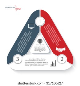 Infographic template in form triangle can be used for presentation, web design, diagram, numbers options