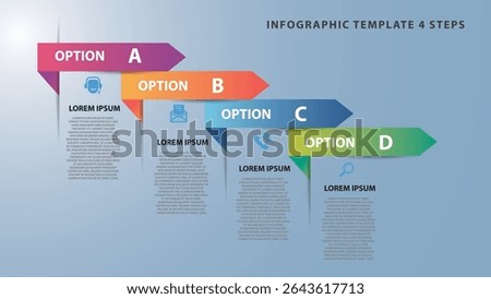 An infographic template with four colorful steps labeled a, b, c, and d, showing clean and modern design for presenting options or processes clearly