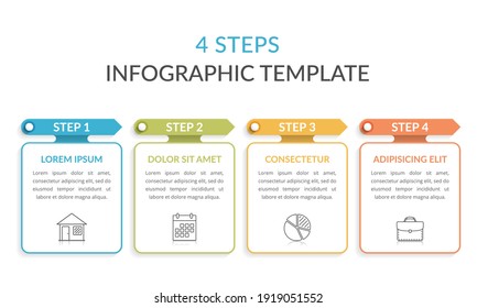 Infographic template with four elements with arrows and place for your text and icons, workflow, process chart, steps or options, vector eps10 illustration